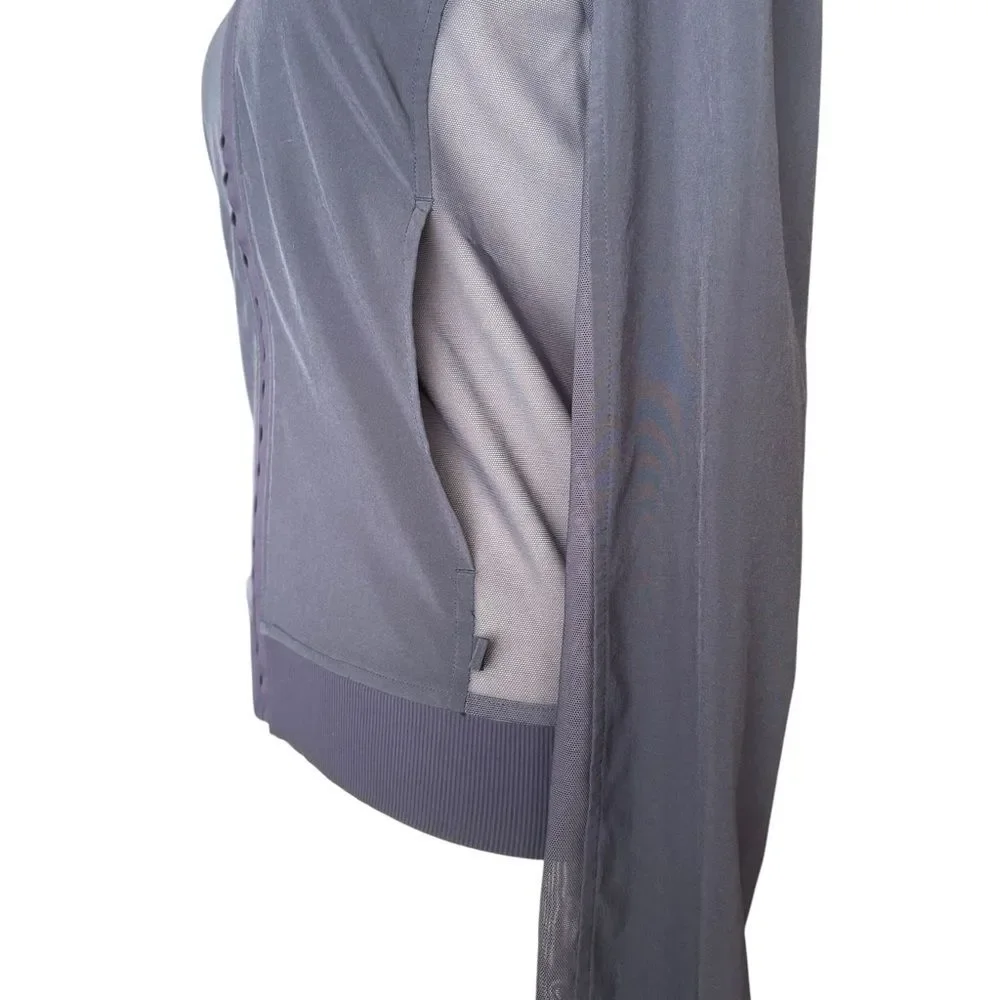 Lululemon Noir Jacket Full Zip Mock Neck Sheer Side Panels Cadet Blue Womens 4